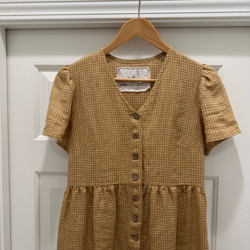 Not Perfect Linen Ronda Dress - Amber Checks - size Small - Picture 5 of 6